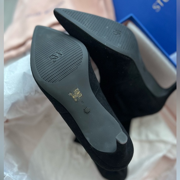 Stuart Weitzman Black Stretch Suede Boots - Picture 3 of 9